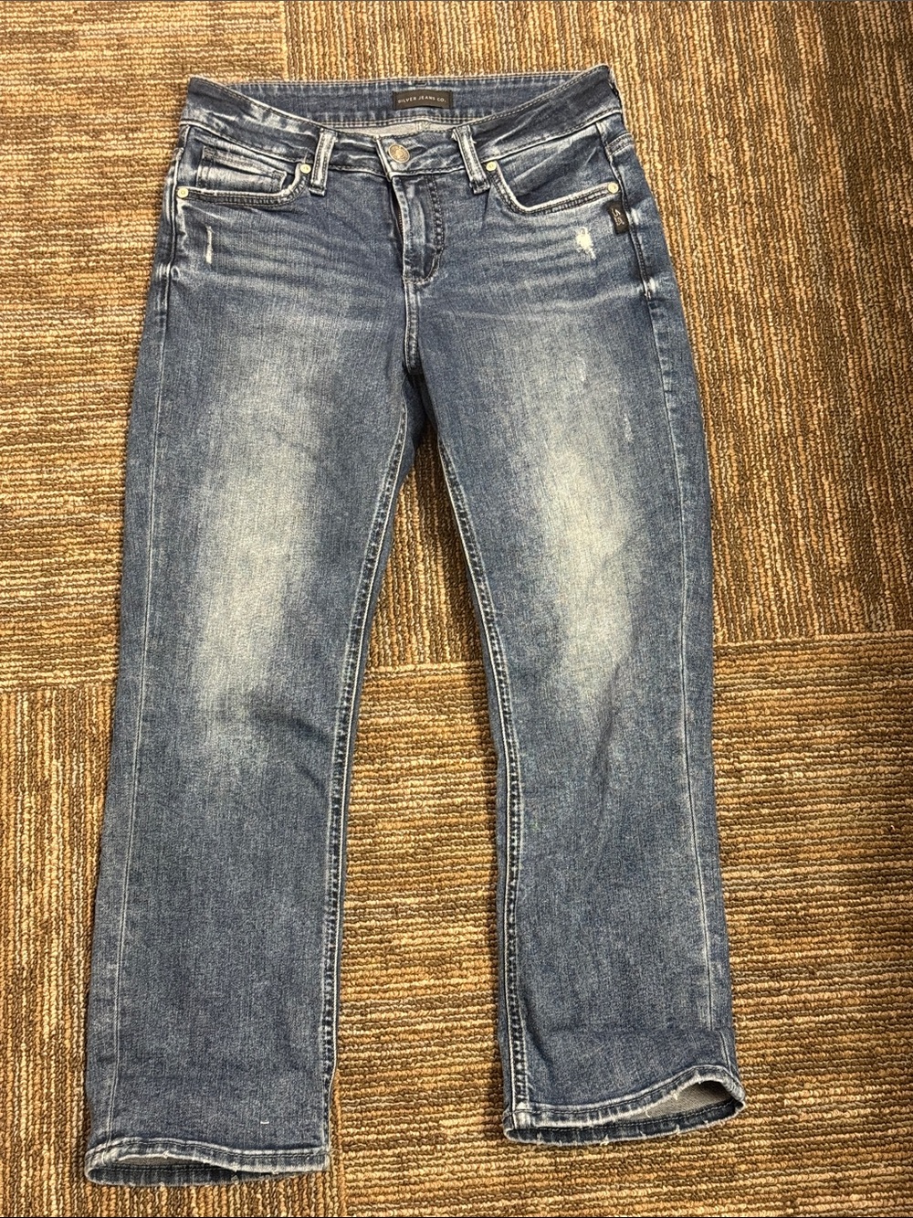 Silver Jeans distressed blue denim jeans